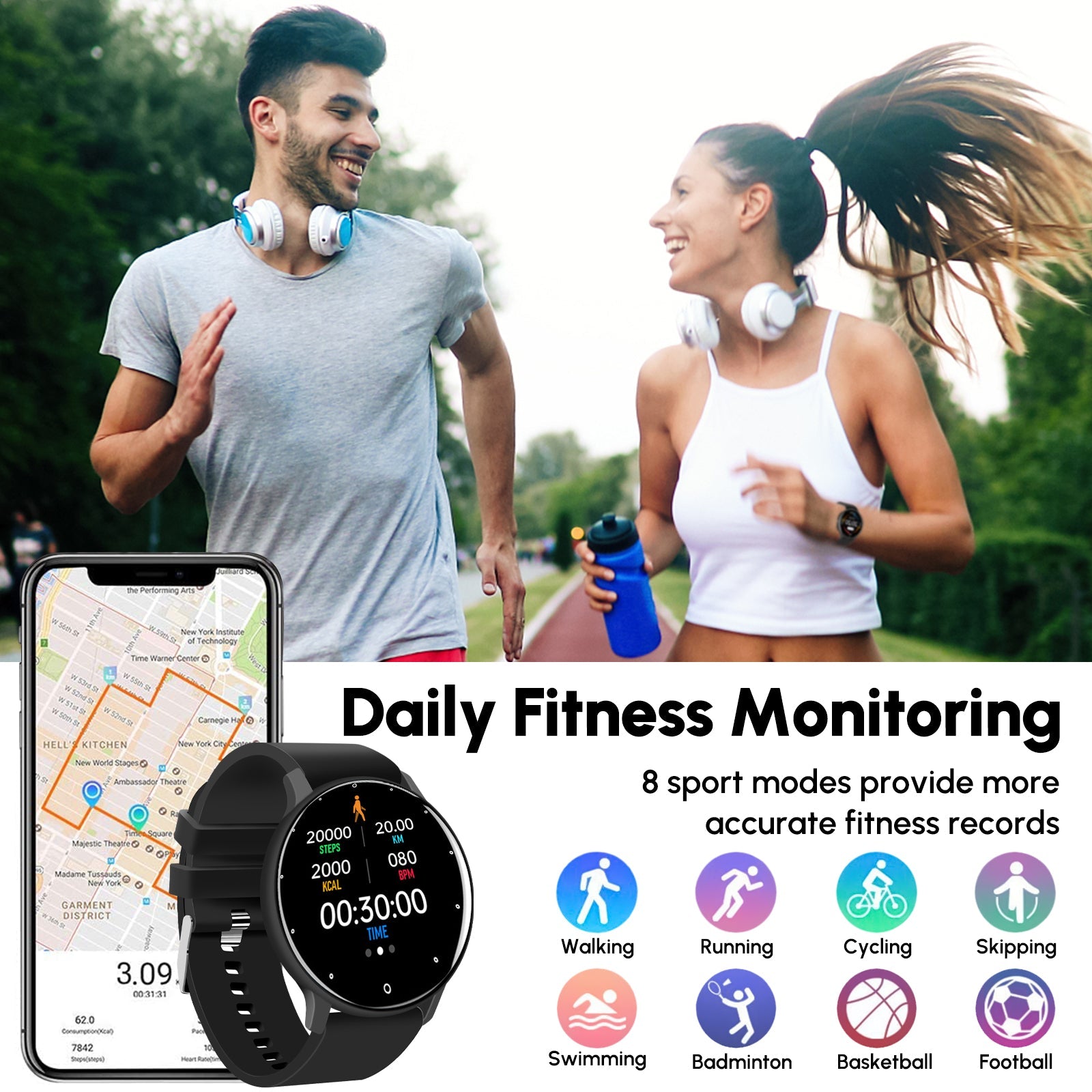 AquaActive Pro Waterproof Bluetooth Smartwatch with Fitness & Health Tracker