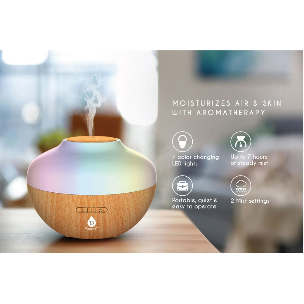 Aroma Bliss Diffuser Set – 7 LED Colors, 3 Essential Oils (Lavender, Eucalyptus, Frankincense), 300ml, 7H Mist
