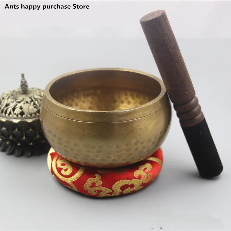 Copper Singing Bowl Set with Mallet & Cushion – Meditation & Sound Healing