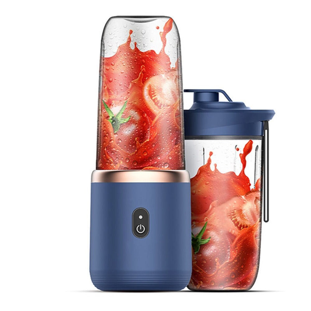 PowerBlend Go: Twin-Gear Portable Juice Blender – USB Rechargeable, 6-Blade, 400ml Glass Cup