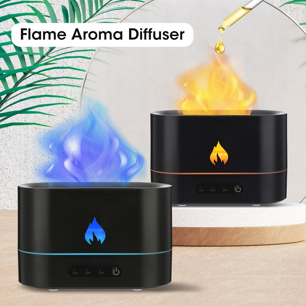 FlameGlow Ultrasonic Aroma Diffuser – LED Flame Mist Humidifier & Essential Oil Lamp