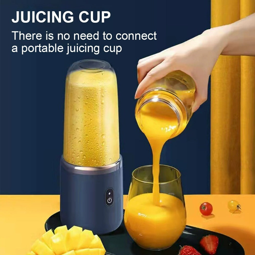 PowerBlend Go: Twin-Gear Portable Juice Blender – USB Rechargeable, 6-Blade, 400ml Glass Cup