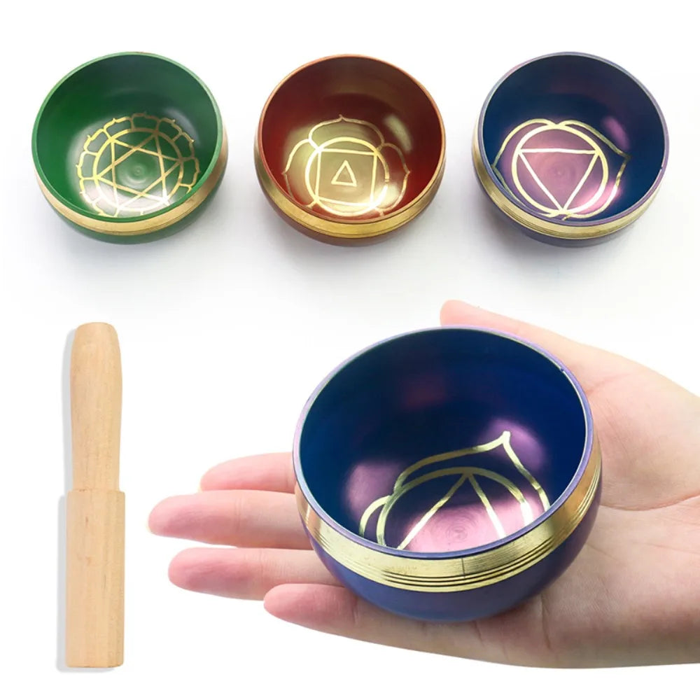 7 Chakra Tibetan Singing Bowl – Handmade Nepal Brass Meditation Sound Bowl