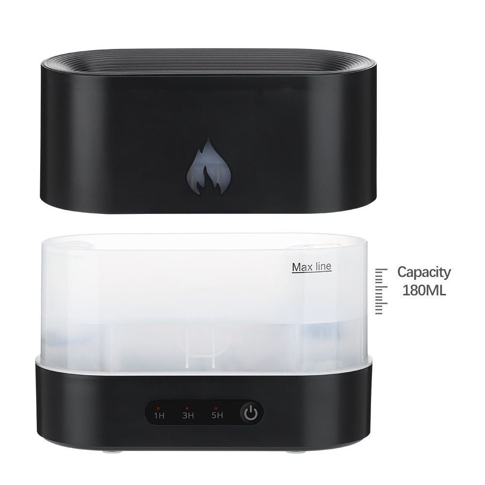 FlameGlow Ultrasonic Aroma Diffuser – LED Flame Mist Humidifier & Essential Oil Lamp