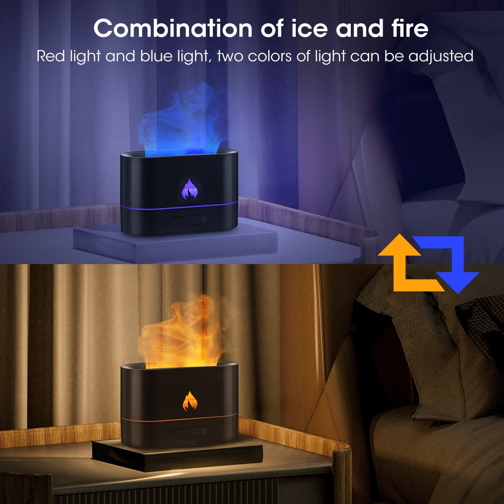 FlameGlow Ultrasonic Aroma Diffuser – LED Flame Mist Humidifier & Essential Oil Lamp