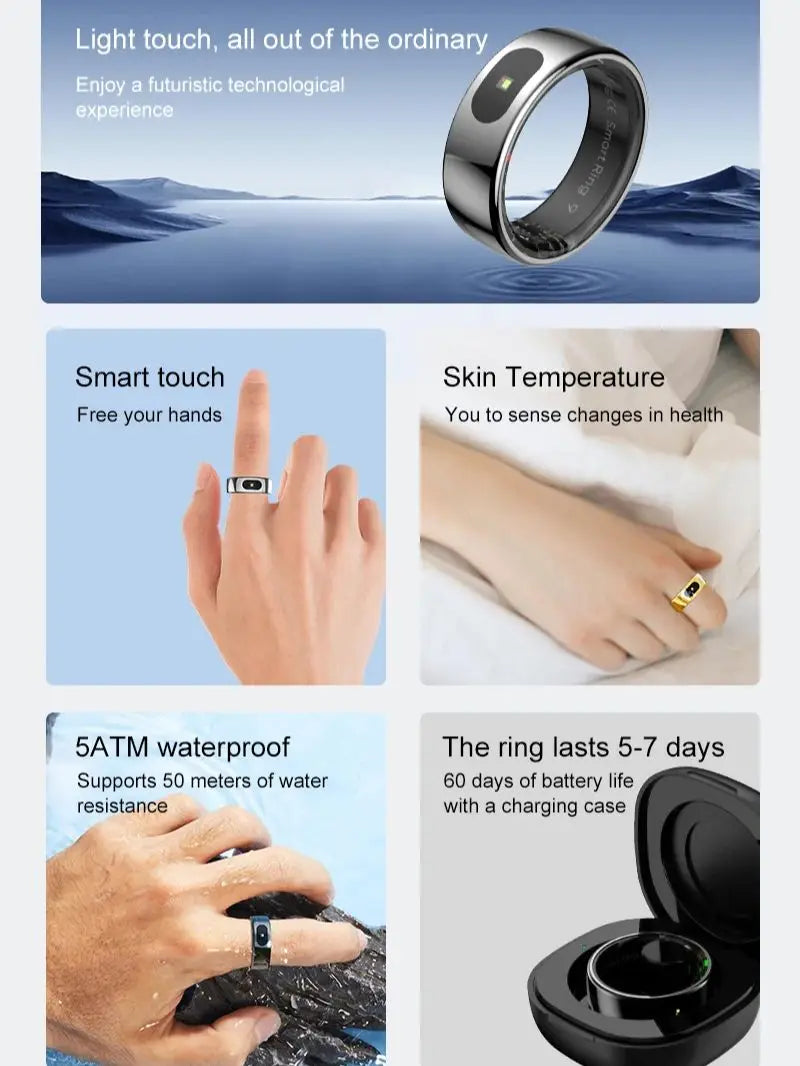 Uhoofit R08 Smart Ring – Fitness, Sleep & Health Tracker for Men and Women