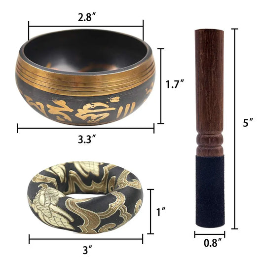 Miwayer Tibetan Singing Bowl Set for Meditation, Yoga & Relaxation