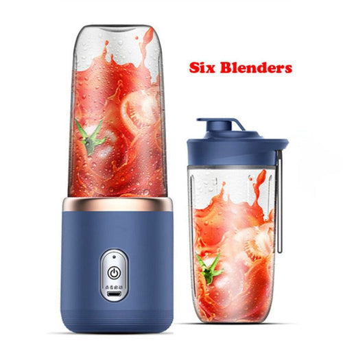 PowerBlend Go: Twin-Gear Portable Juice Blender – USB Rechargeable, 6-Blade, 400ml Glass Cup
