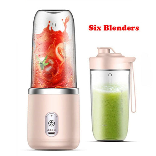 PowerBlend Go: Twin-Gear Portable Juice Blender – USB Rechargeable, 6-Blade, 400ml Glass Cup