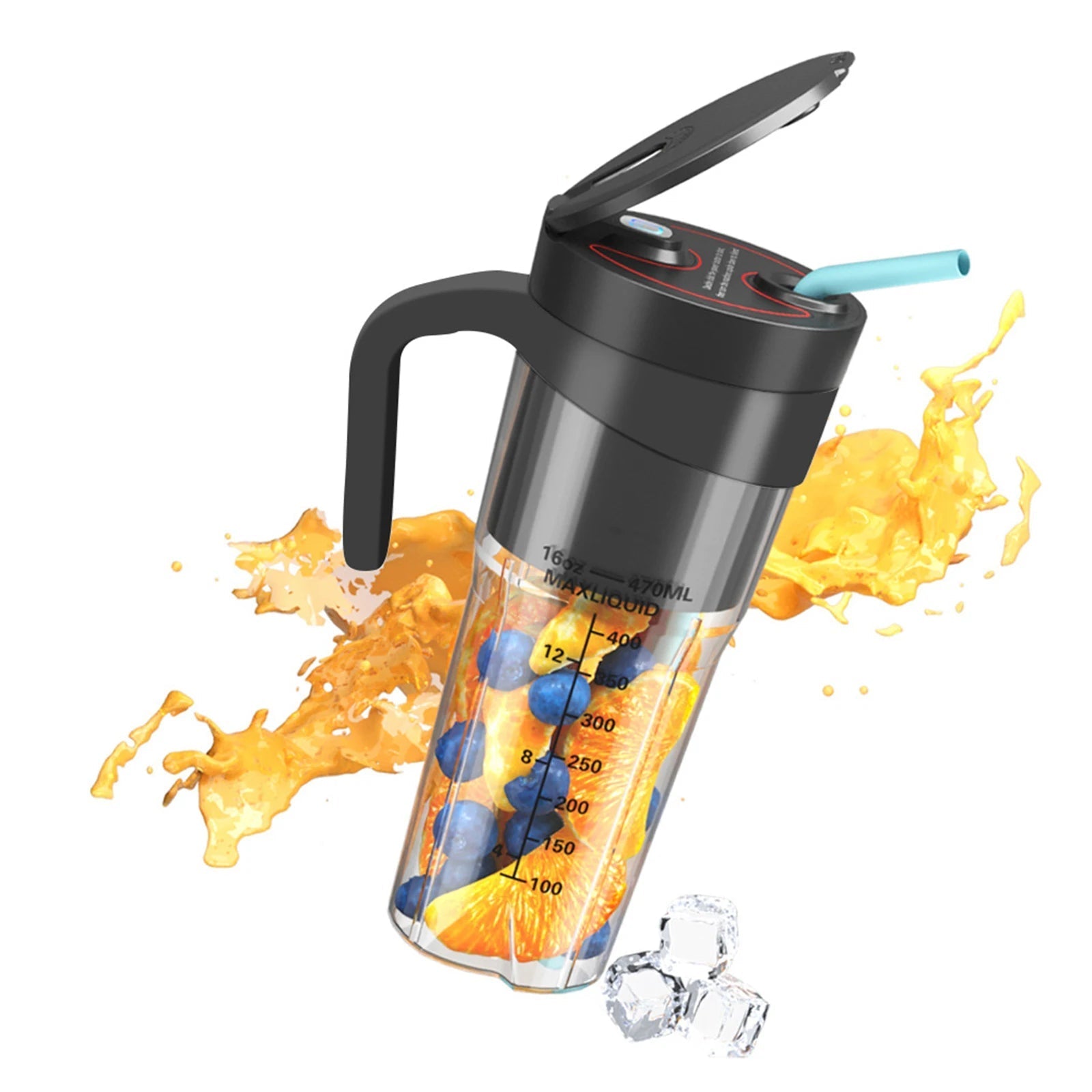 BlendGo Pro – Portable Rechargeable 6-Blade Smoothie & Juice Blender (470ML, Type-C)