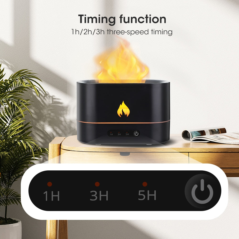 FlameGlow Ultrasonic Aroma Diffuser – LED Flame Mist Humidifier & Essential Oil Lamp
