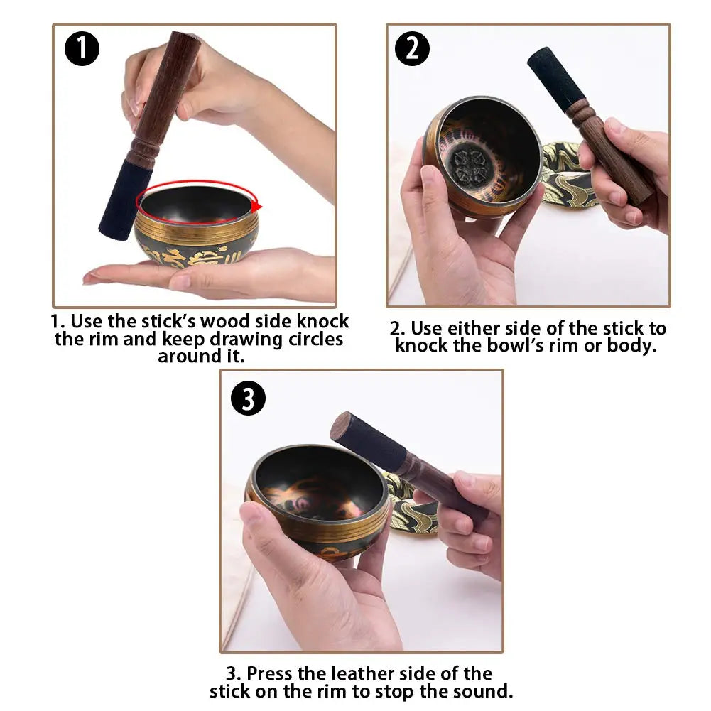 Miwayer Tibetan Singing Bowl Set for Meditation, Yoga & Relaxation