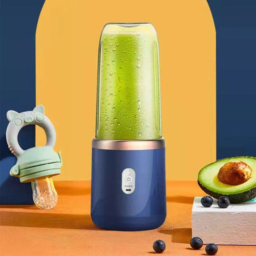 PowerBlend Go: Twin-Gear Portable Juice Blender – USB Rechargeable, 6-Blade, 400ml Glass Cup