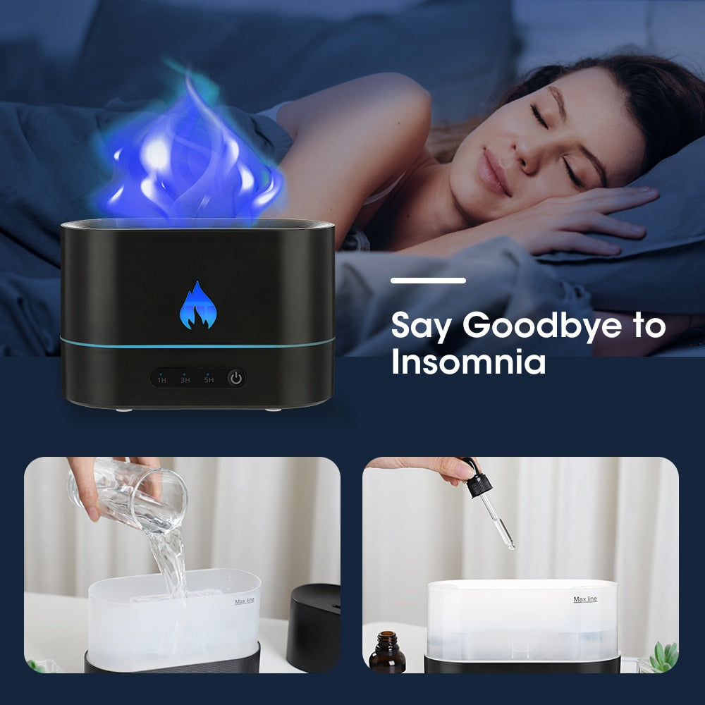 FlameGlow Ultrasonic Aroma Diffuser – LED Flame Mist Humidifier & Essential Oil Lamp