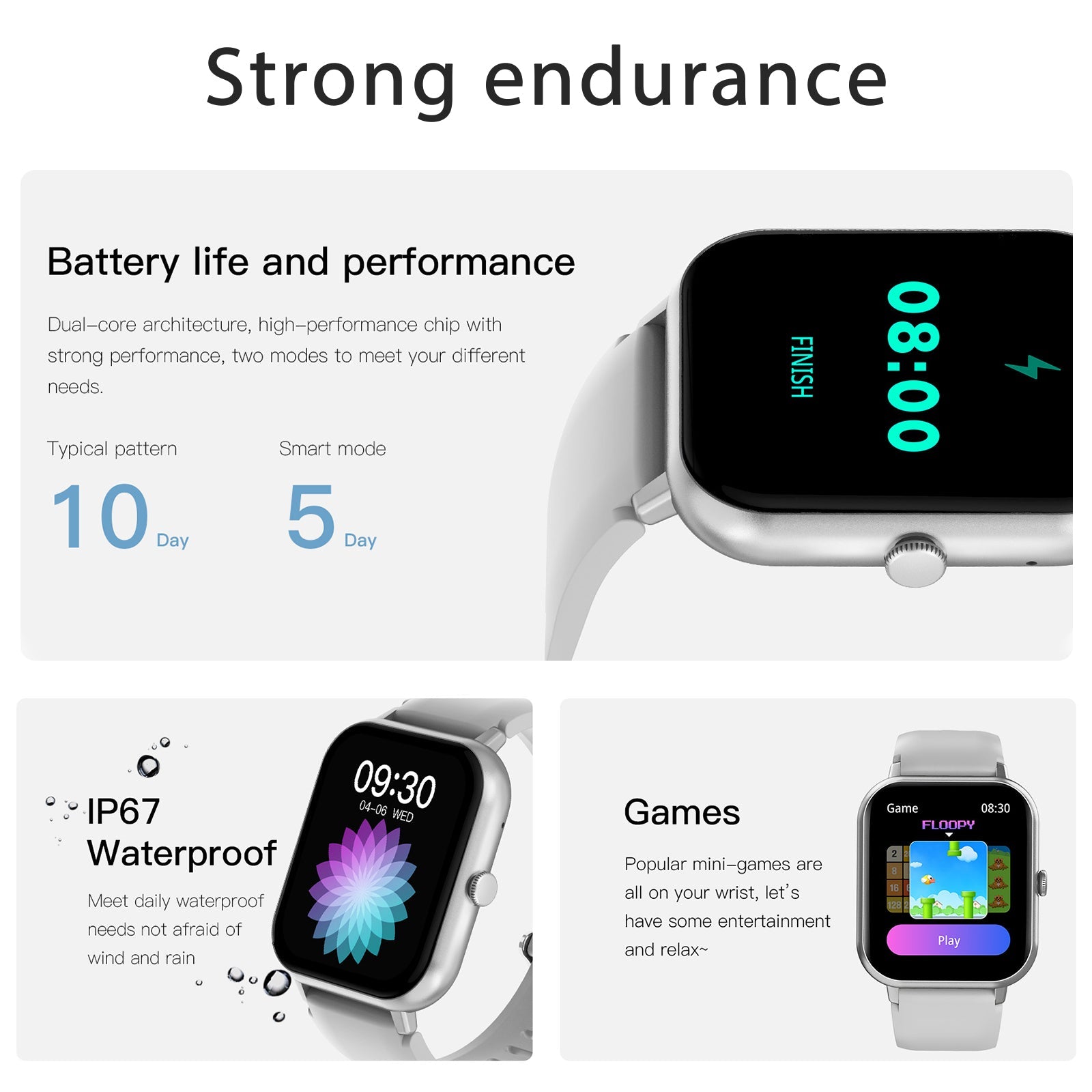 1.83" Full Touch Fitness Smartwatch with Heart Rate & Sports Modes
