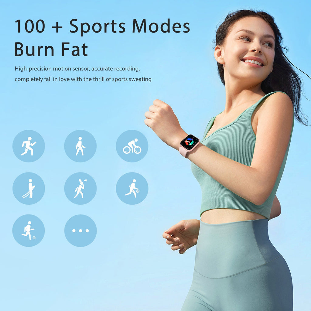 1.83" Full Touch Fitness Smartwatch with Heart Rate & Sports Modes