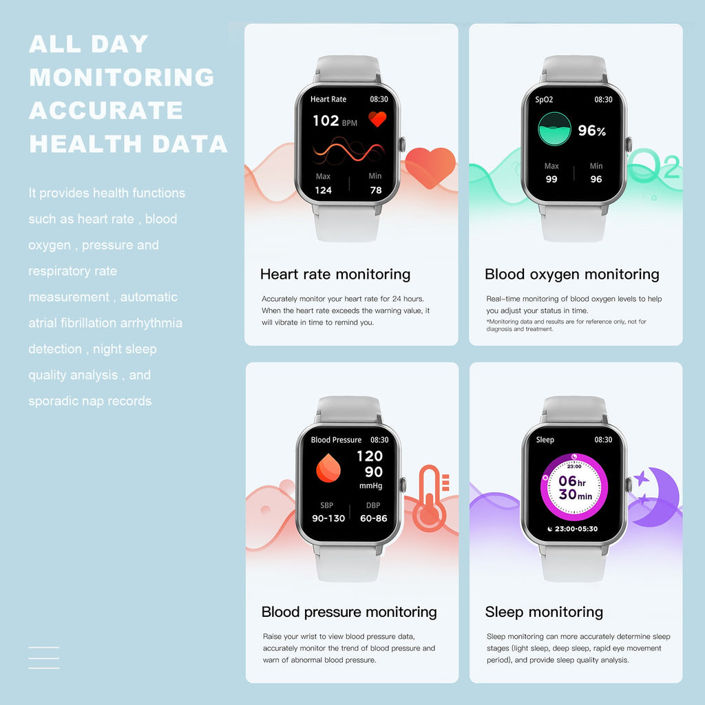 1.83" Full Touch Fitness Smartwatch with Heart Rate & Sports Modes